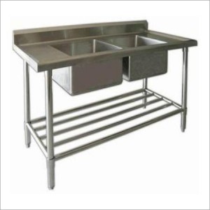 Stainless Steel Double Sink Table