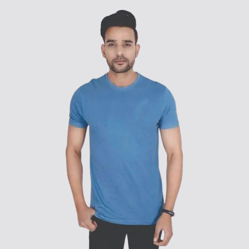 Men Blue Cotton T Shirt