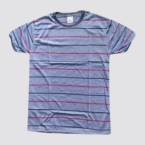 Men Blue Stripped Cotton T Shirt