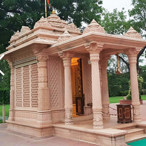 Carved Pink Sand Stone Temple For Outdoor