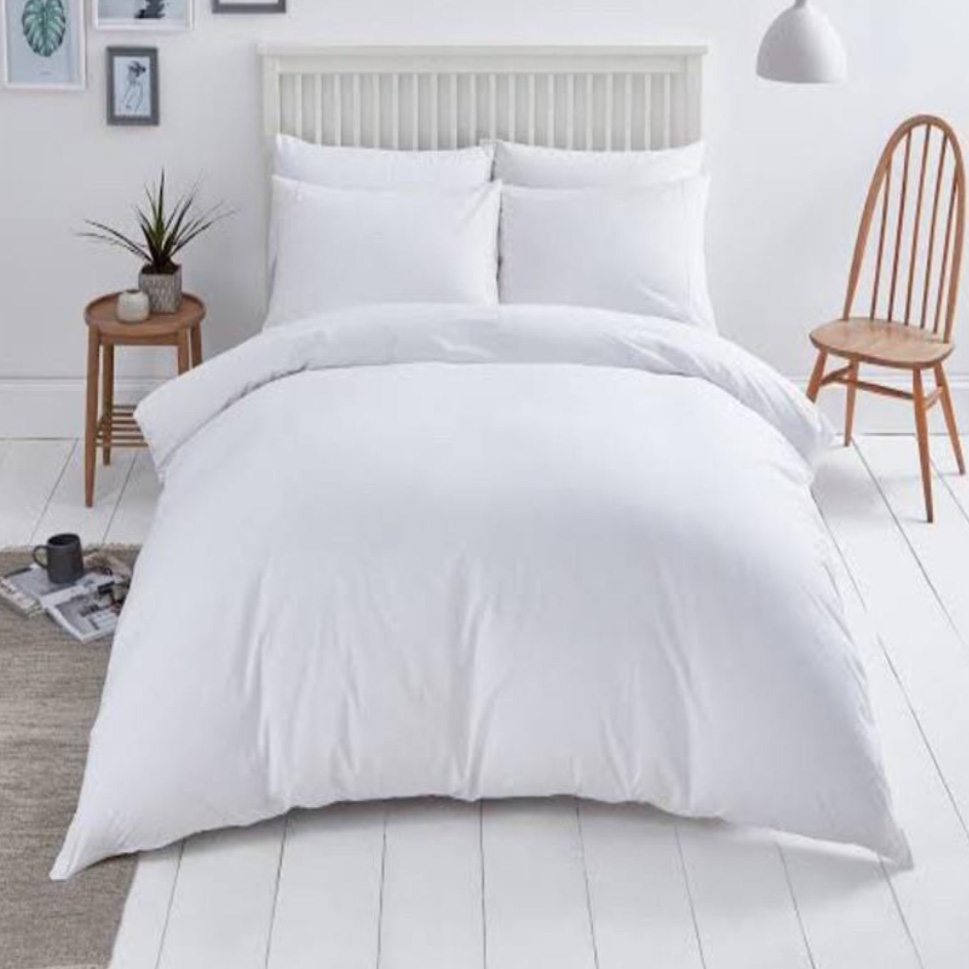 White Duvet Cover (Satin Stripe & Plain)