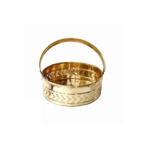 Ananya Inc Traditional Brass Round Shape Puja Basket Flower Basket