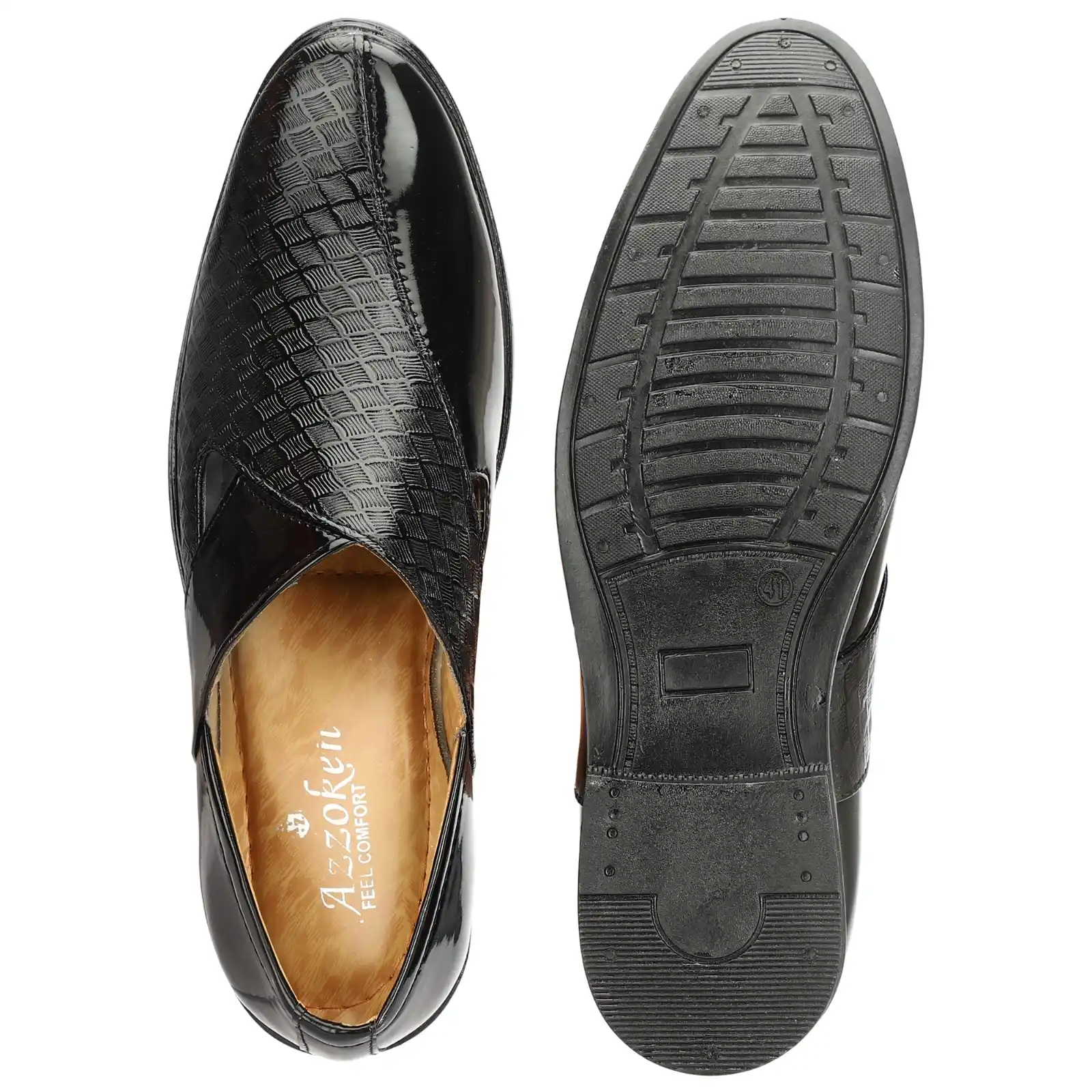 Checked Black Shoes For Men