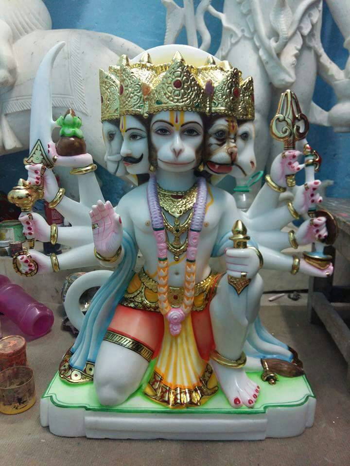 Makrana  Marble Statue (Panchmukhi  Hanuman) 2FT