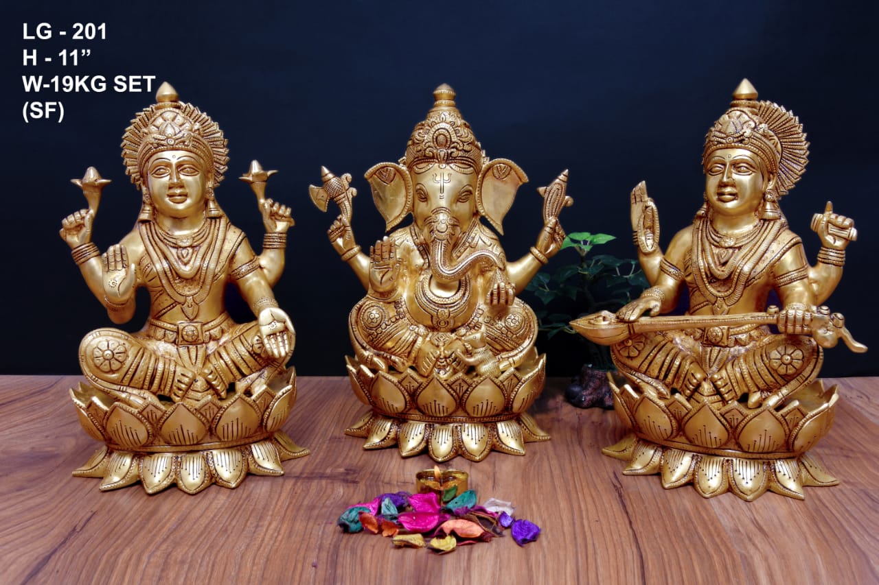 Brass Laxmi Ganesh and Saraswati