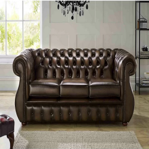 Original Leather 3 Seater Chesterfield Sofa